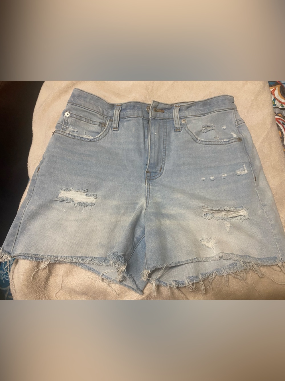 Madewell Light Blue Distressed Denim Cutoff Shorts